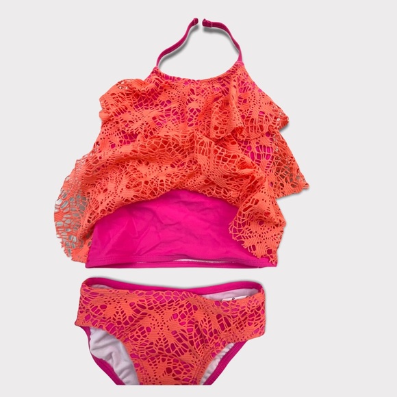 Kensie Girl 2 Piece Crochet Tankini Swimsuit Set for Girls - Picture 6 of 8